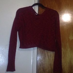 Red long sleeve crop top